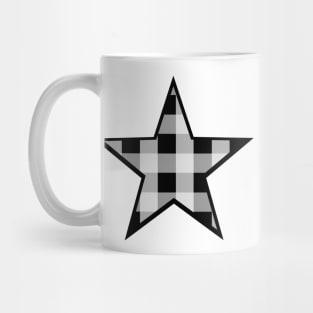 Black and White Buffalo Plaid Star Mug